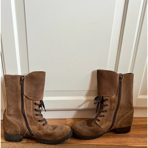 Fly London LOGGER suede lace-up  boots Distressed Brown size 38euro/8 Moto Boots - Picture 3 of 11